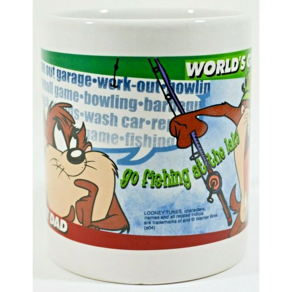 Looney Tunes Tazmanian Devil World's Greatest Dad Coffee Mug Cup Golf 3.75" - Picture 2 of 7